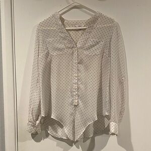Candie's Cream and Black Polka Dot Button-Down Shirt